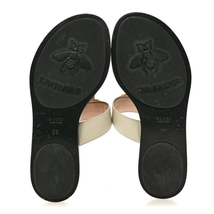 Gucci Calfskin GG Marmont Thong Sandals 36 Mystic White 6 of 12