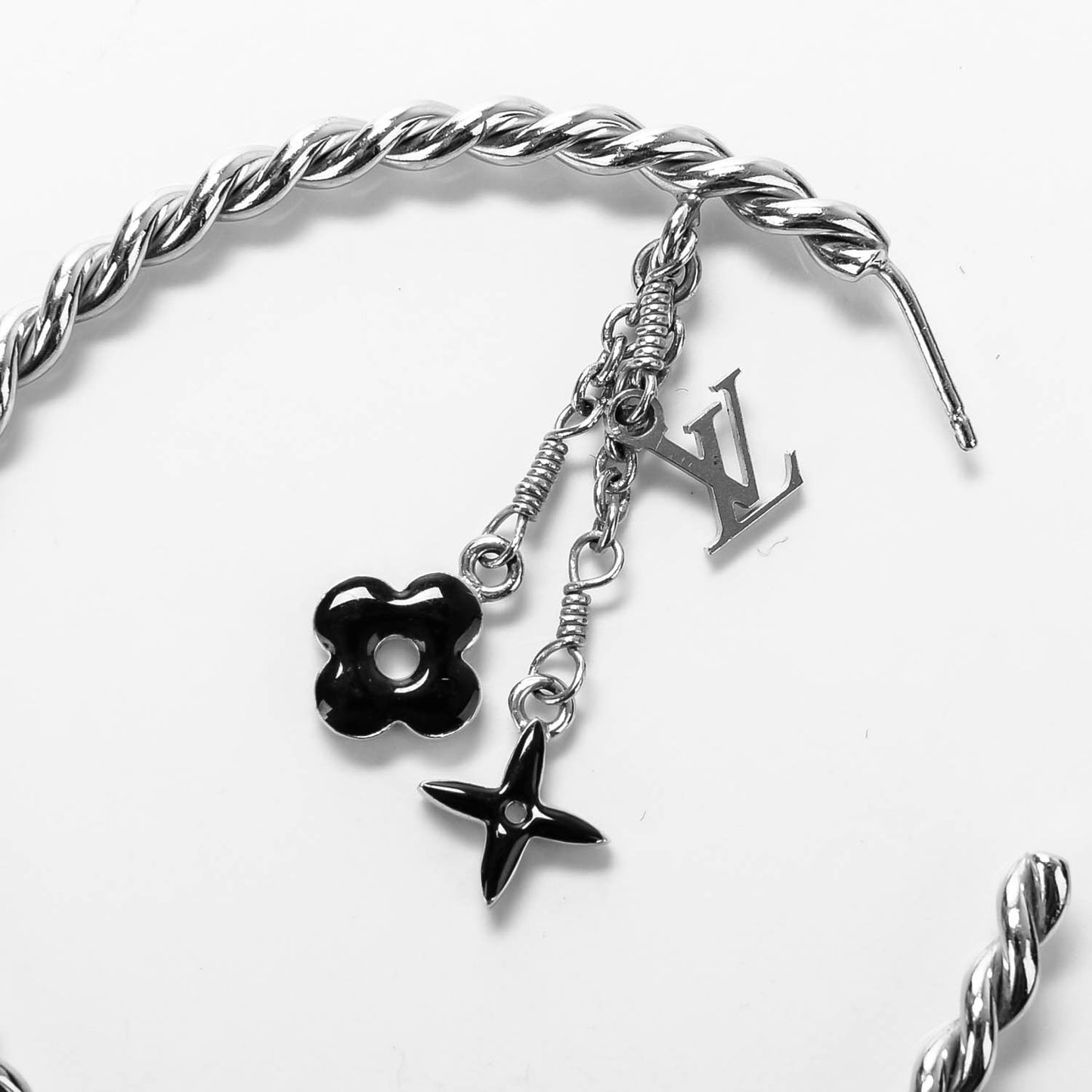Sweet Monogram Creole Hoop Earrings Silver