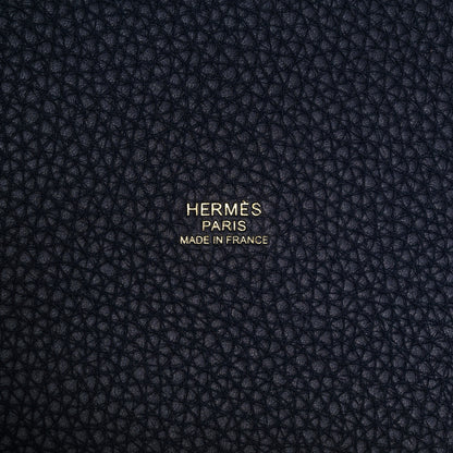 Hermes Taurillon Clemence Casaque Picotin Lock 18 PM Rose Extreme Bleu Nuit 6 of 10