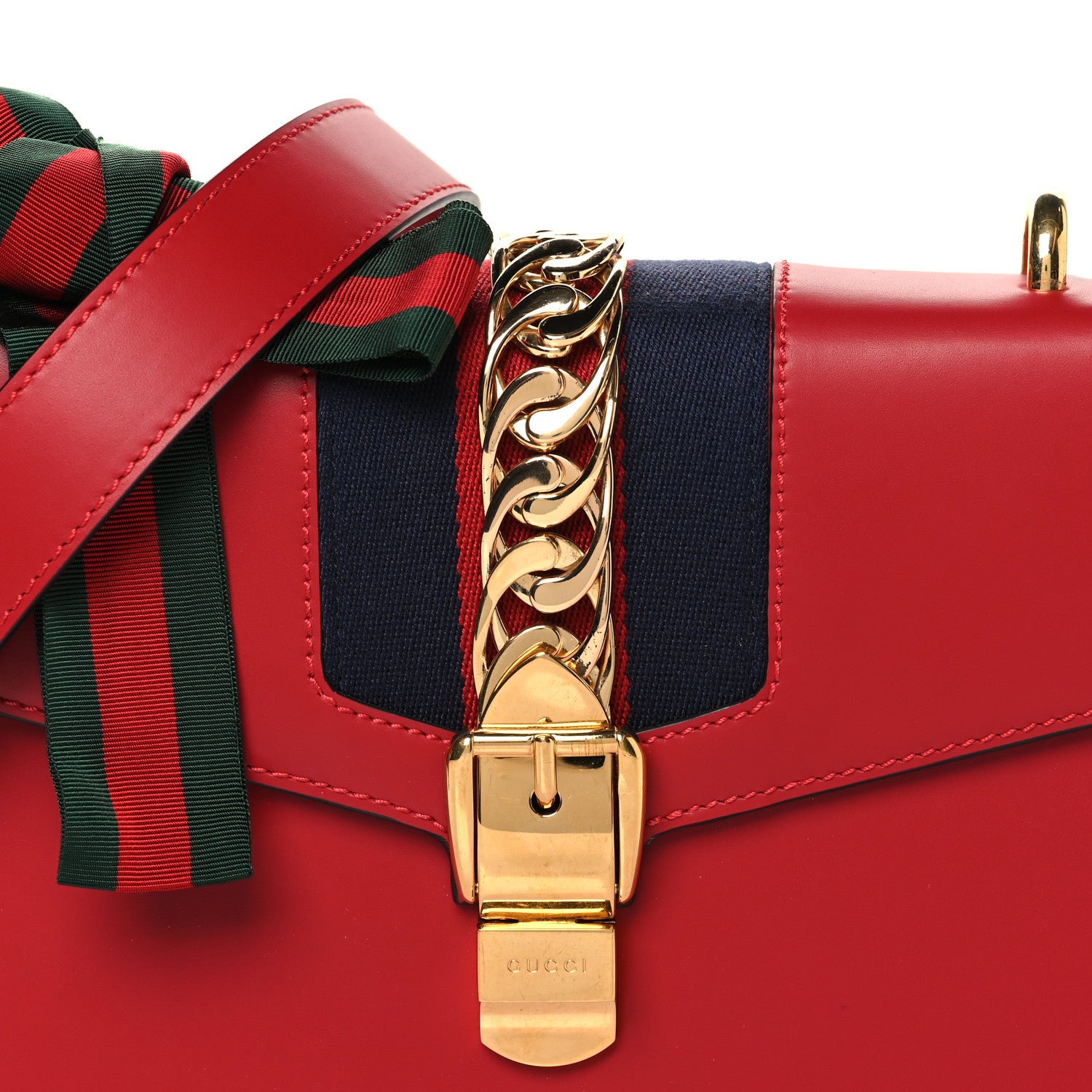 Gucci Calfskin Small Sylvie Shoulder Bag Hibiscus Red 8 of 11