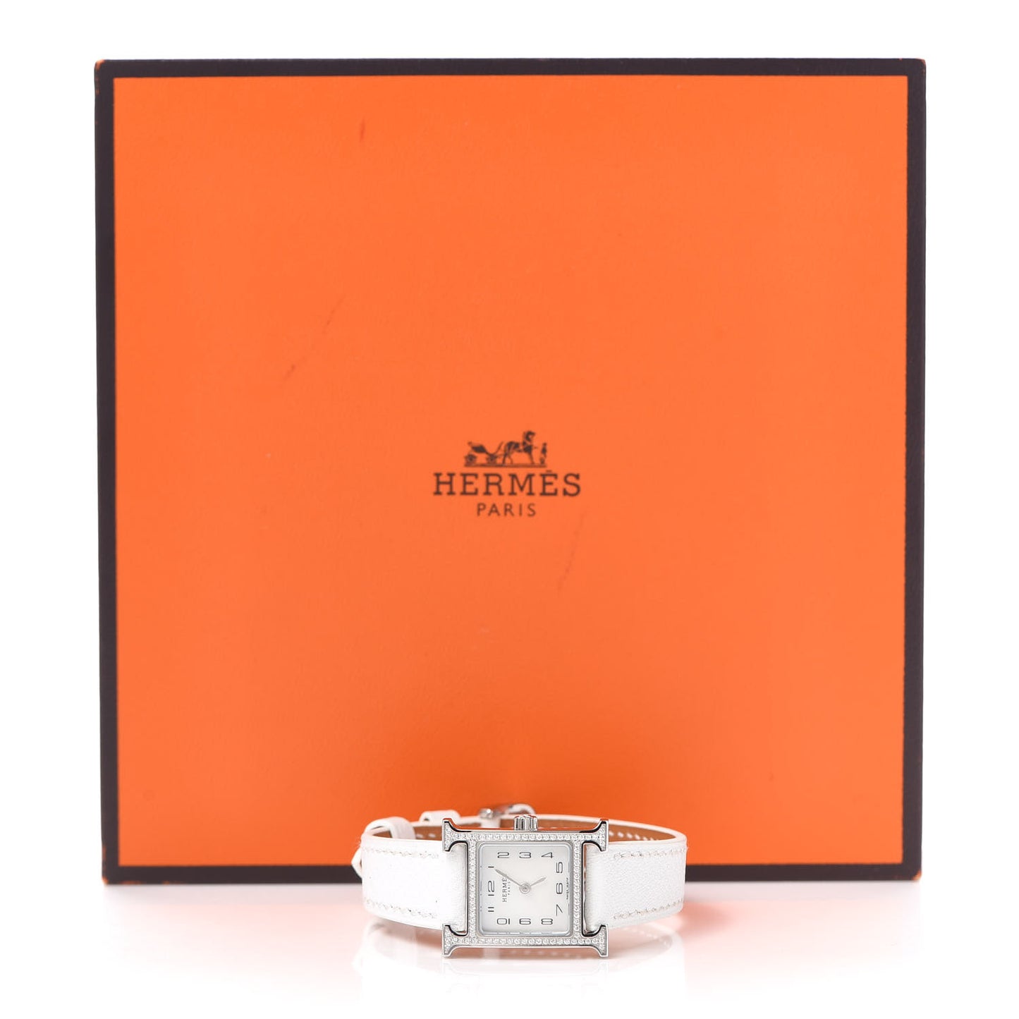 Stainless Steel Epsom Diamond Bezel Mother of Pearl 17.2mm Heure H Hour Quartz Watch Blanc