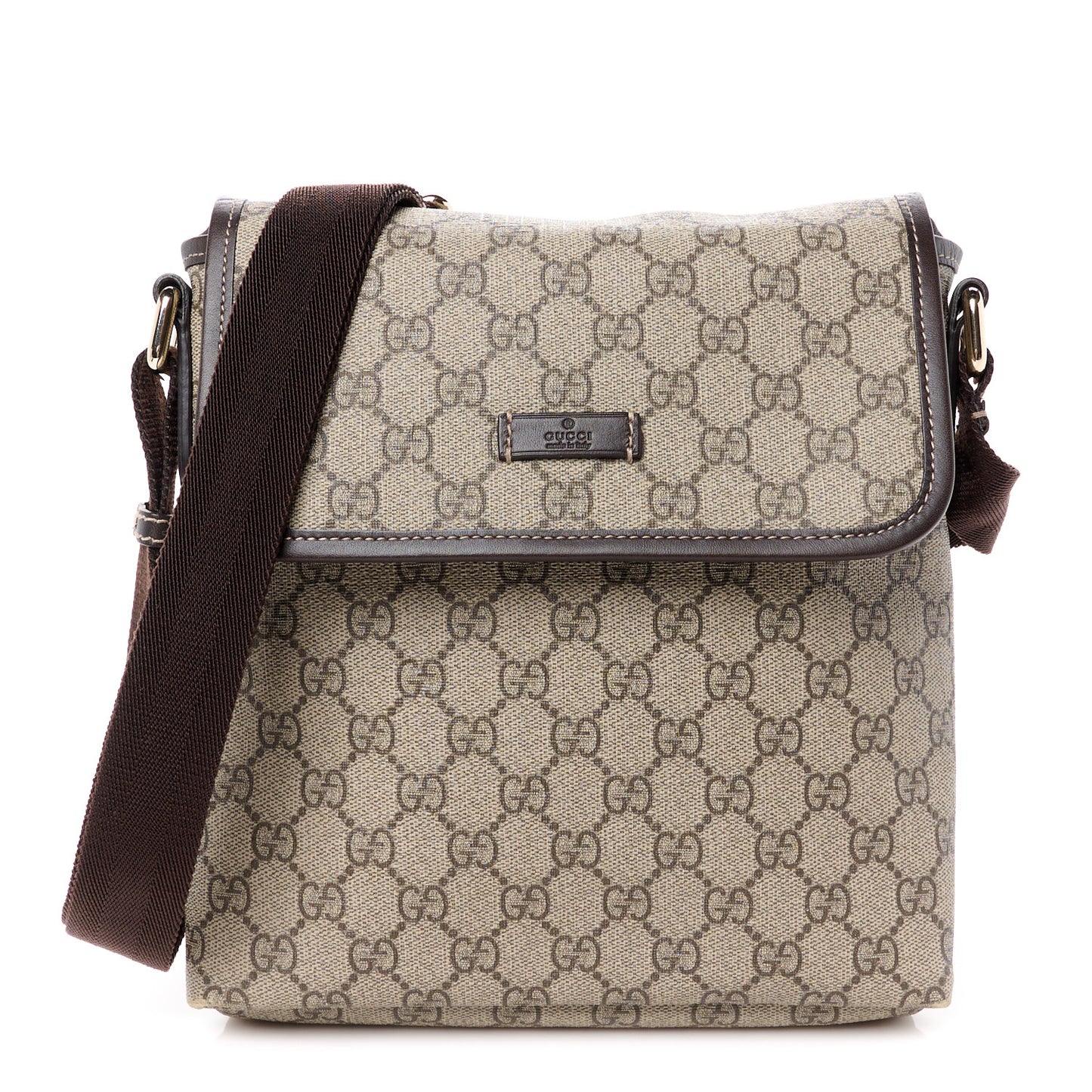 GG Plus Monogram Small Flap Messenger Bag Beige Dark Brown