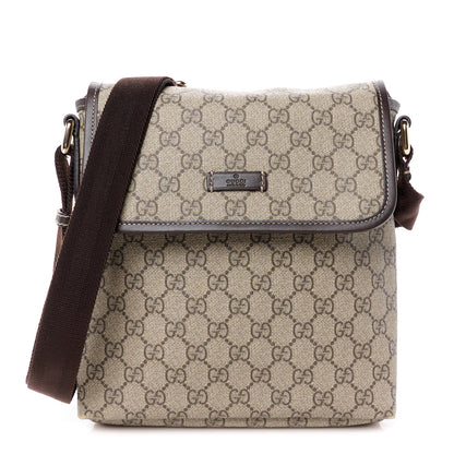 Gucci GG Plus Monogram Small Flap Messenger Bag Beige Dark Brown 1 of 12