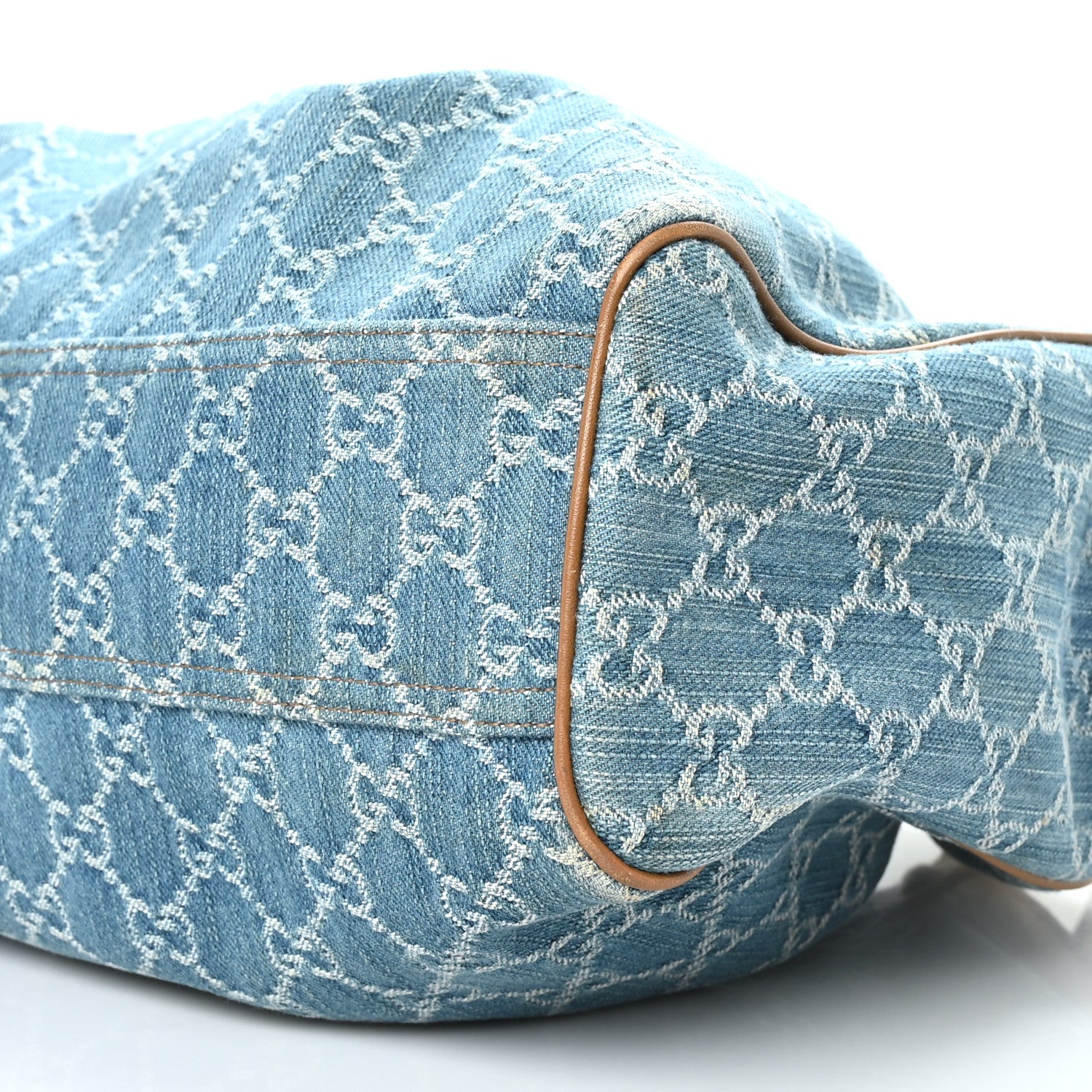 Gucci Denim Monogram Medium Sukey Tote Blue 9 of 10