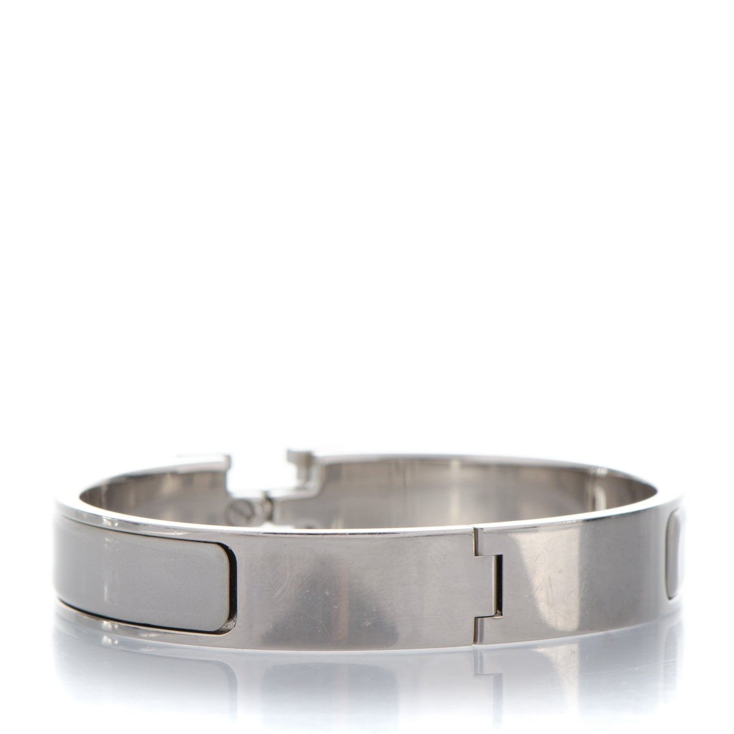 Enamel Narrow Clic Clac H Bracelet PM Blanc Gris Claire