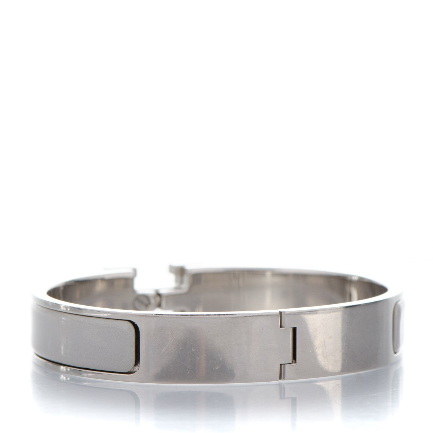 Hermes Enamel Narrow Clic Clac H Bracelet PM Blanc Gris Claire 3 of 4