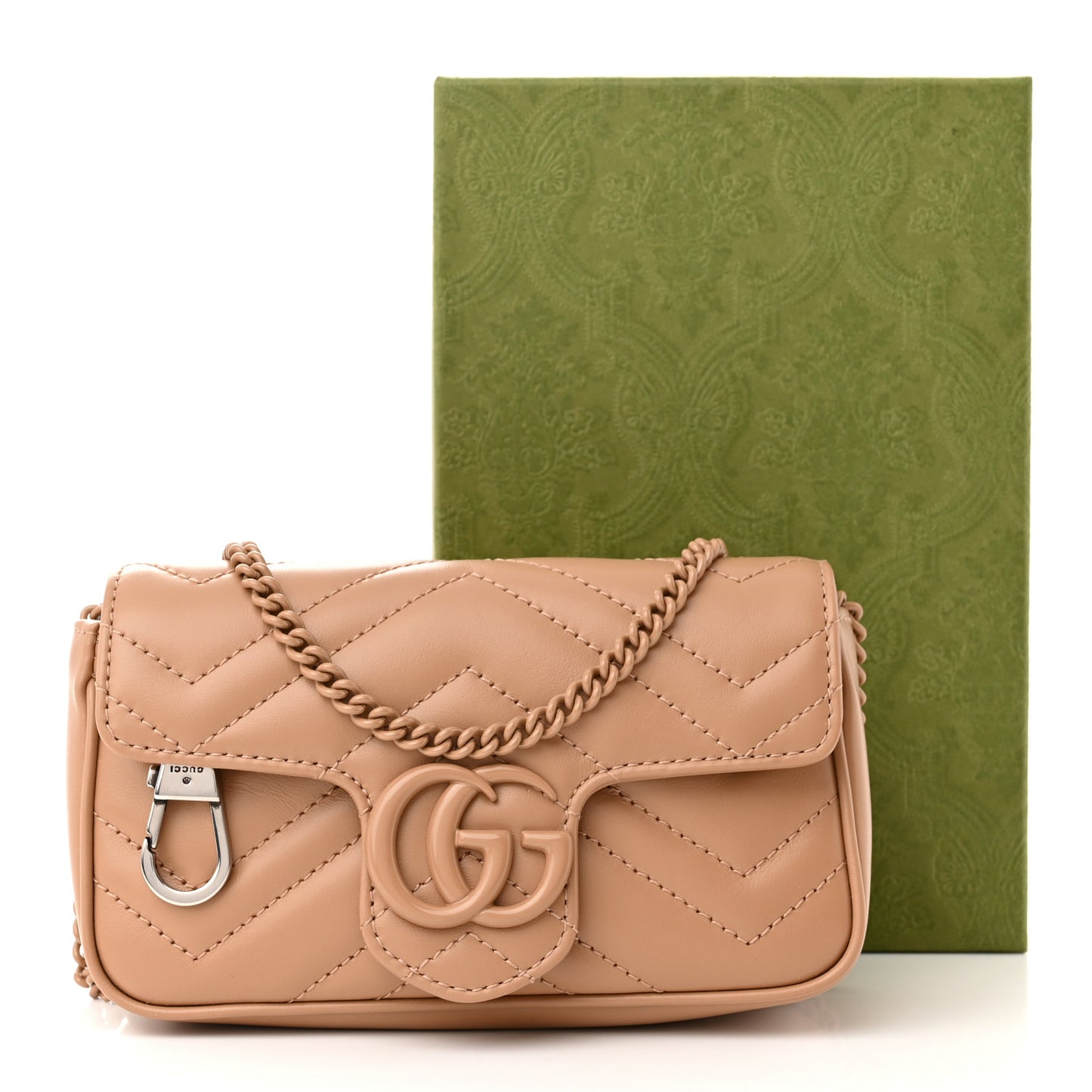 Calfskin Matelasse Monochrome Super Mini GG Marmont Shoulder Bag Camelia