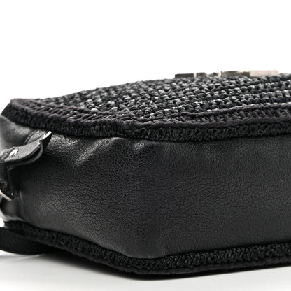 Saint Laurent Raffia Canvas Monogram Lou Camera Bag Black 9 of 15