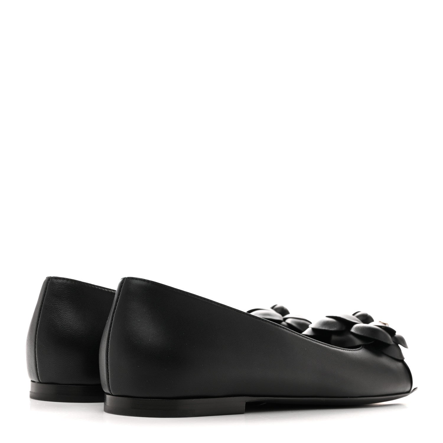 Chanel Lambskin Patent Cap Toe Camellia Ballerina Flats 38 Black 5 of 10