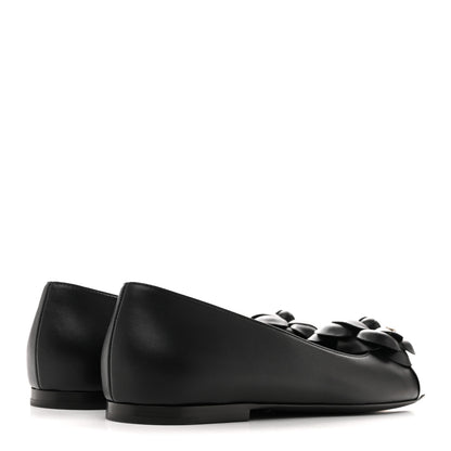 Chanel Lambskin Patent Cap Toe Camellia Ballerina Flats 38 Black 5 of 10