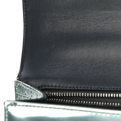 Christian Dior Metallic Patent Micro-Cannage Small Diorama Flap Bag Azur 12 of 17