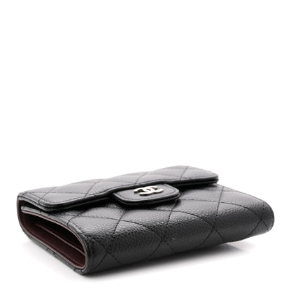 Chanel Caviar Quilted Compact Flap Wallet Black 39.5 Ivory Black 4 of 8