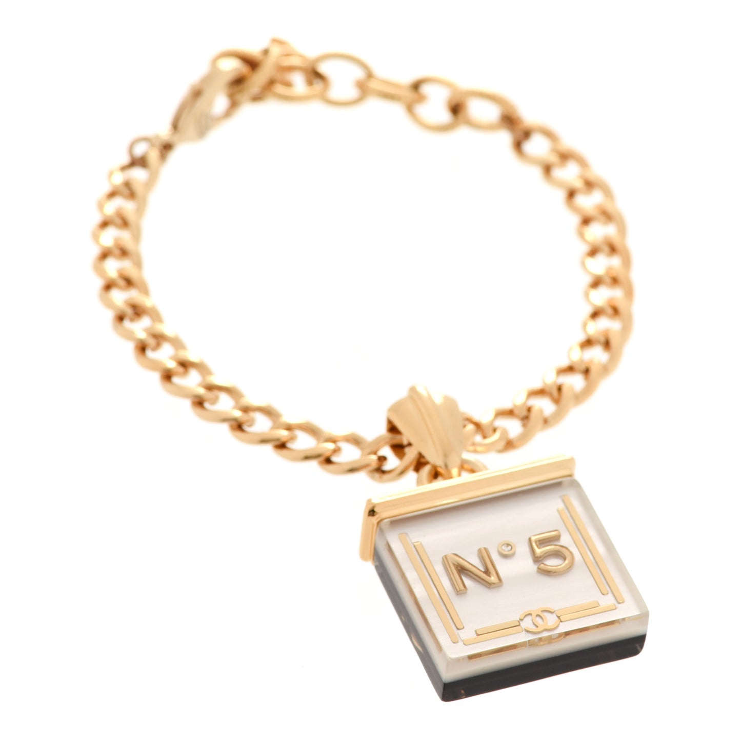 Metal Resin Crystal No 5 Bracelet Gold Black White