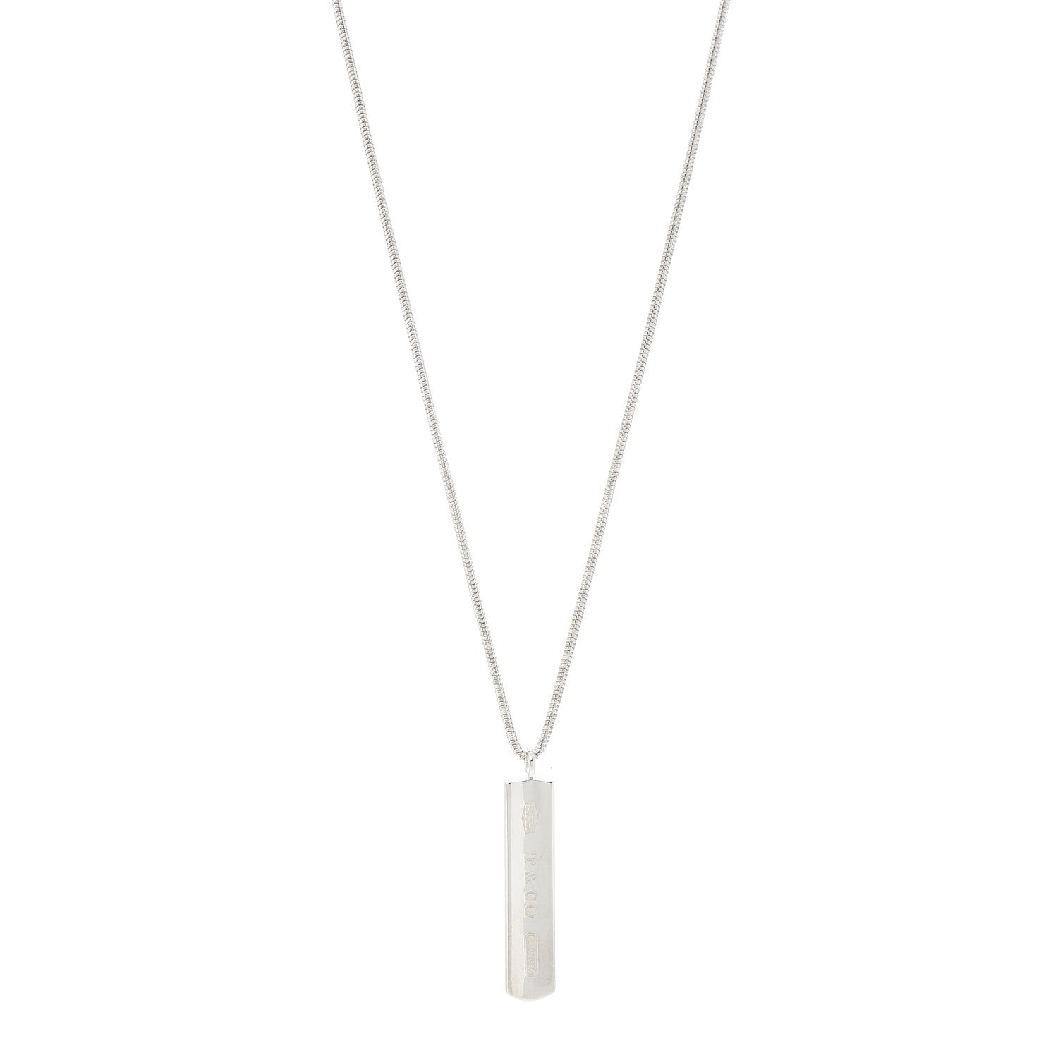 Tiffany Sterling Silver 1837 Bar Pendant Necklace 1 of 7