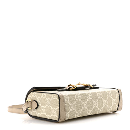 Gucci GG Supreme Monogram Textured Dollar Calfskin Mini Horsebit 1955 Shoulder Bag Beige Mystic White Oatmeal 4 of 13