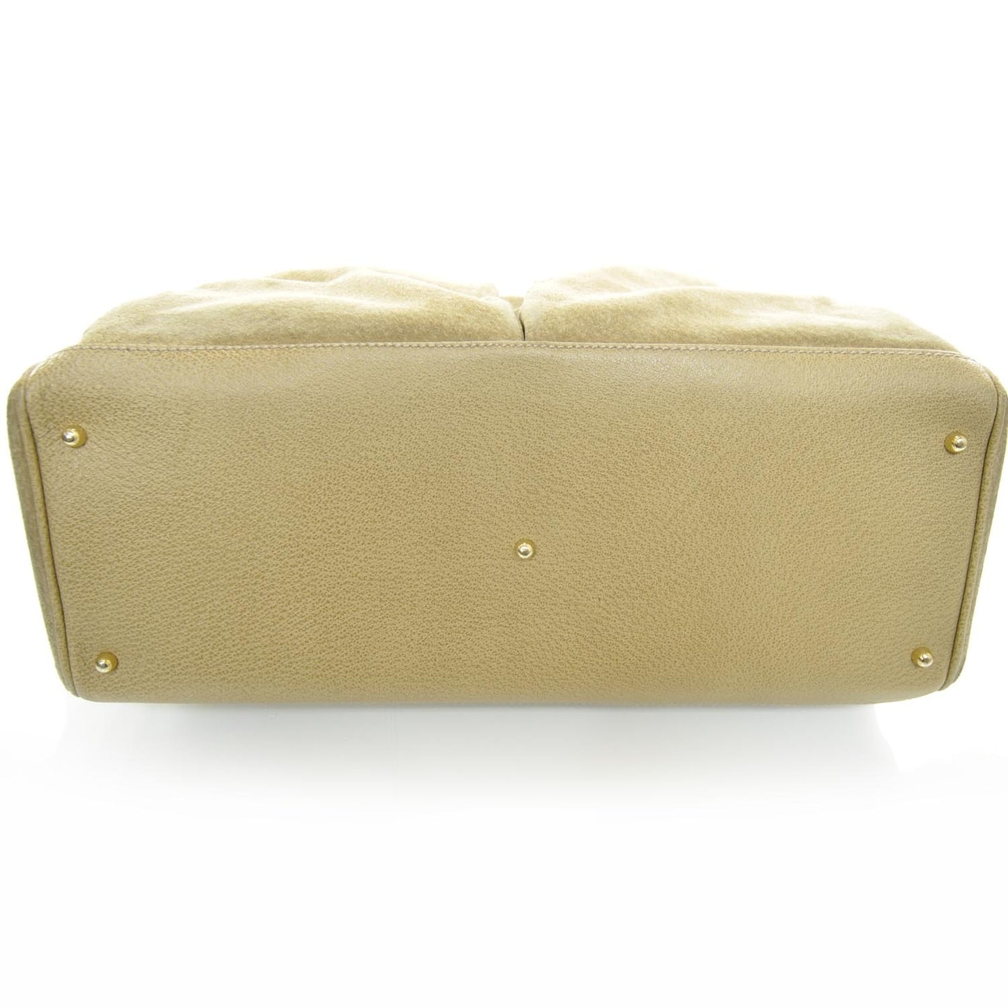 Suede Bamboo Handle Tote Beige