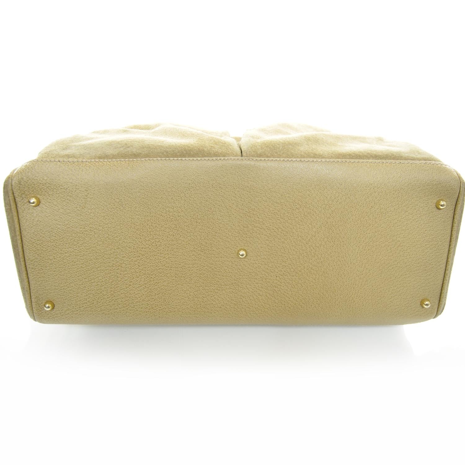 Gucci Suede Bamboo Handle Tote Beige 4 of 9