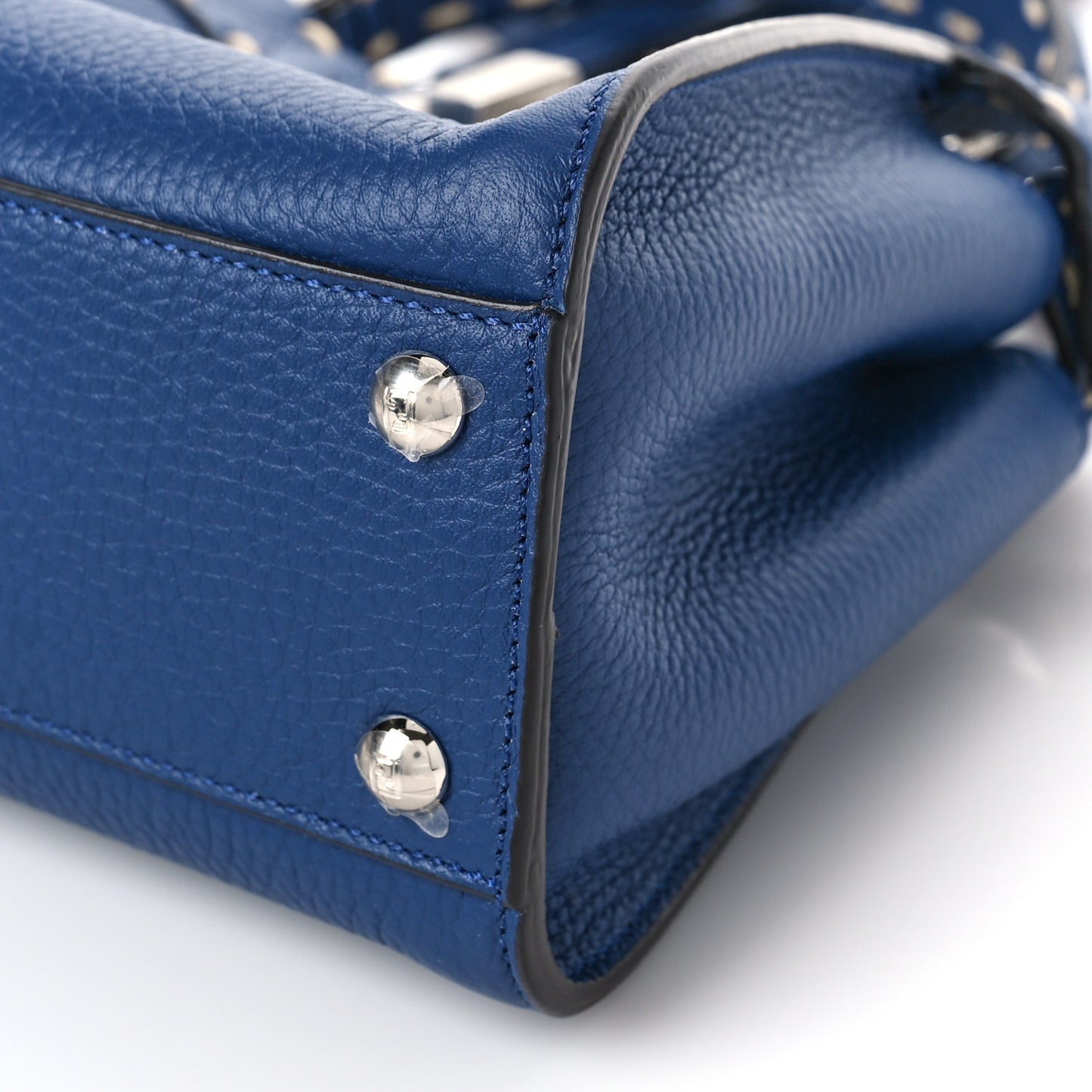 Vitello Granato Camoscio Selleria Macro Stitchings Mini Peekaboo Iconic Satchel Blue Cyan