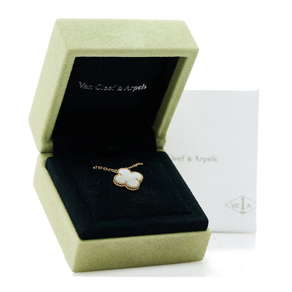 Van Cleef & Arpels 18K Yellow Gold Mother of Pearl Vintage Alhambra Pendant Necklace 6 of 6