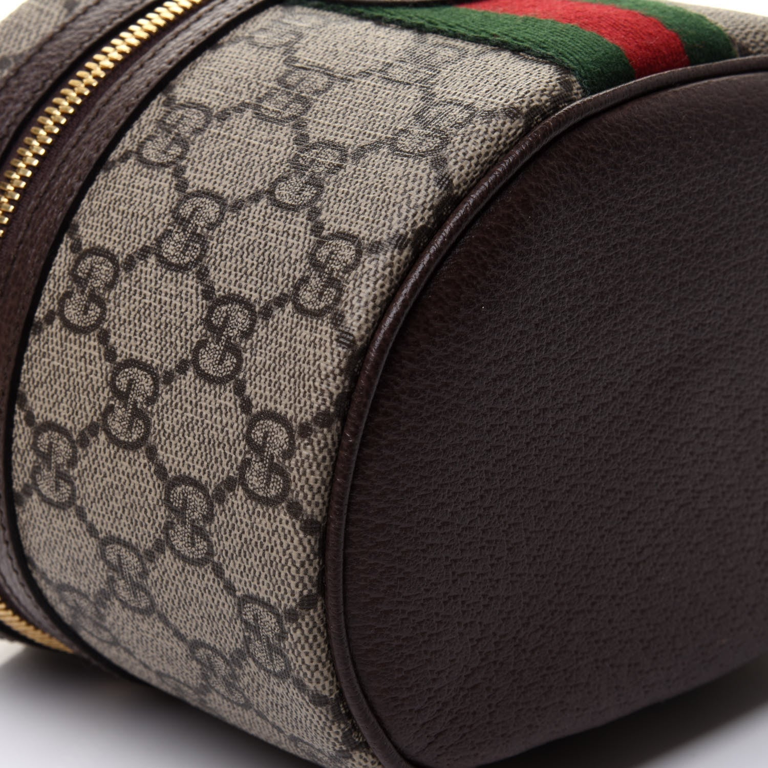 Gucci GG Supreme Monogram Textured Calfskin Web Ophidia Vanity Cosmetic Case Beige Ebony New Acero 10 of 12