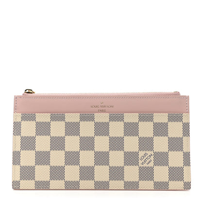 Louis Vuitton Damier Azur Slim Purse Rose Balerine 1 of 7