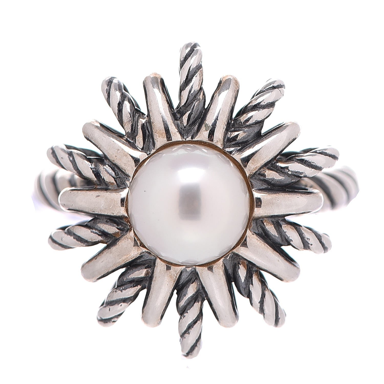 David Yurman Sterling Silver Pearl 19mm Starburst Ring 49 5 1 of 6
