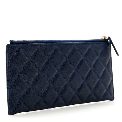 Chanel Caviar Quilted Classic Zip Boy Pouch Navy 3 of 7