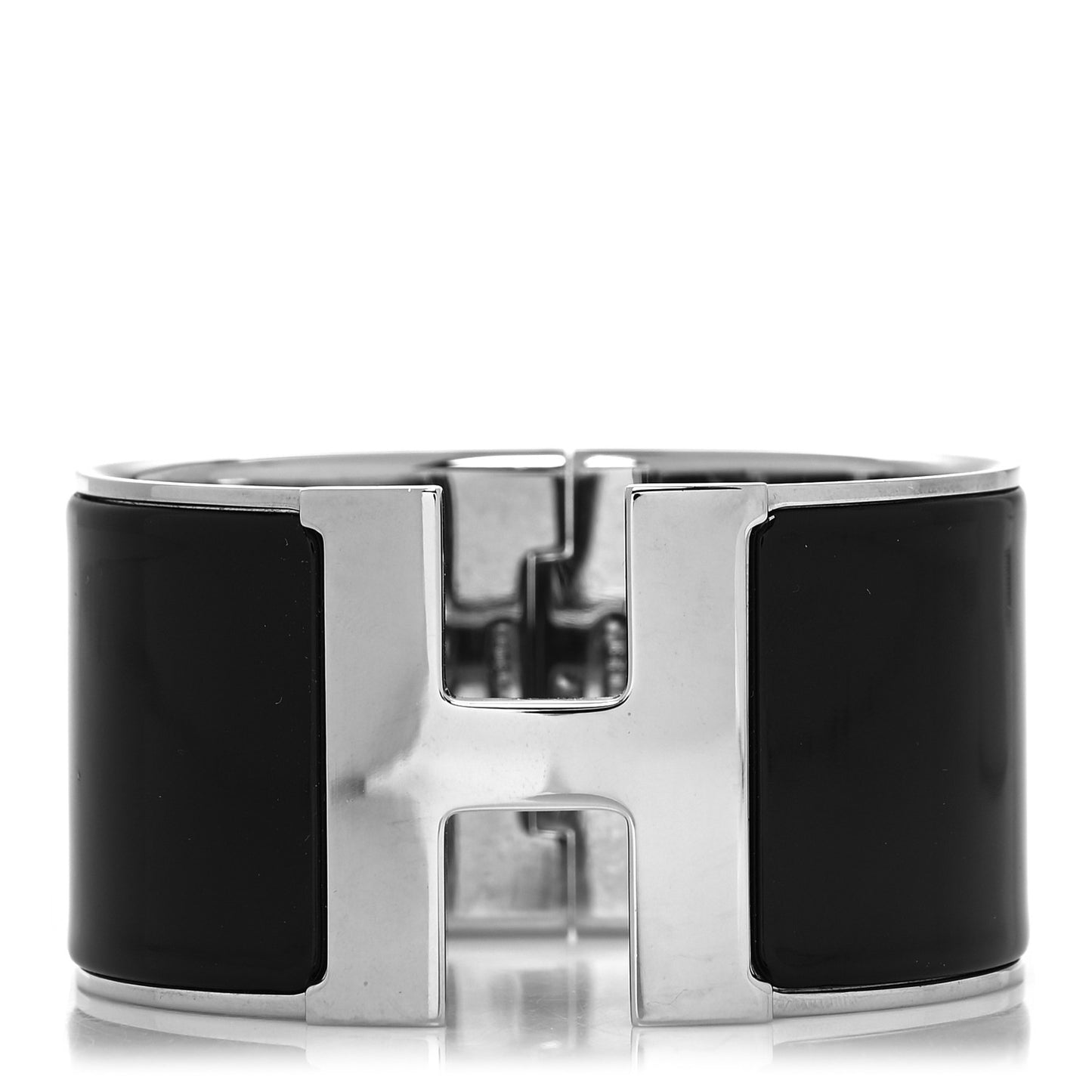 Enamel Extra Wide Clic Clac H Bracelet GM Black