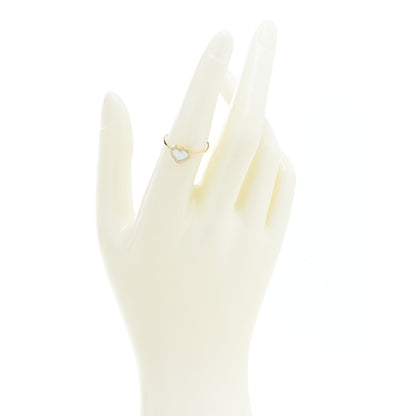 Jennifer Meyer 18K Yellow Gold Diamond Mother of Pearl Extra Small Heart Ring 53 6.5 2 of 5
