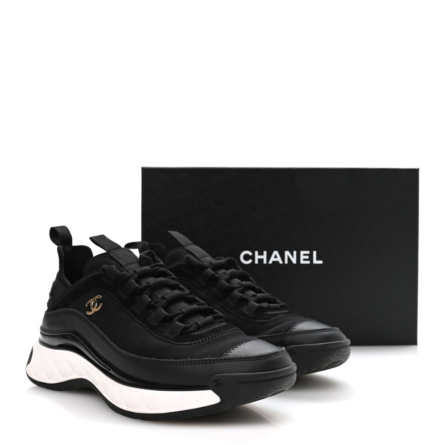 Chanel Velvet Calfskin Mixed Fibers CC Sneakers 39 Black 8 of 8