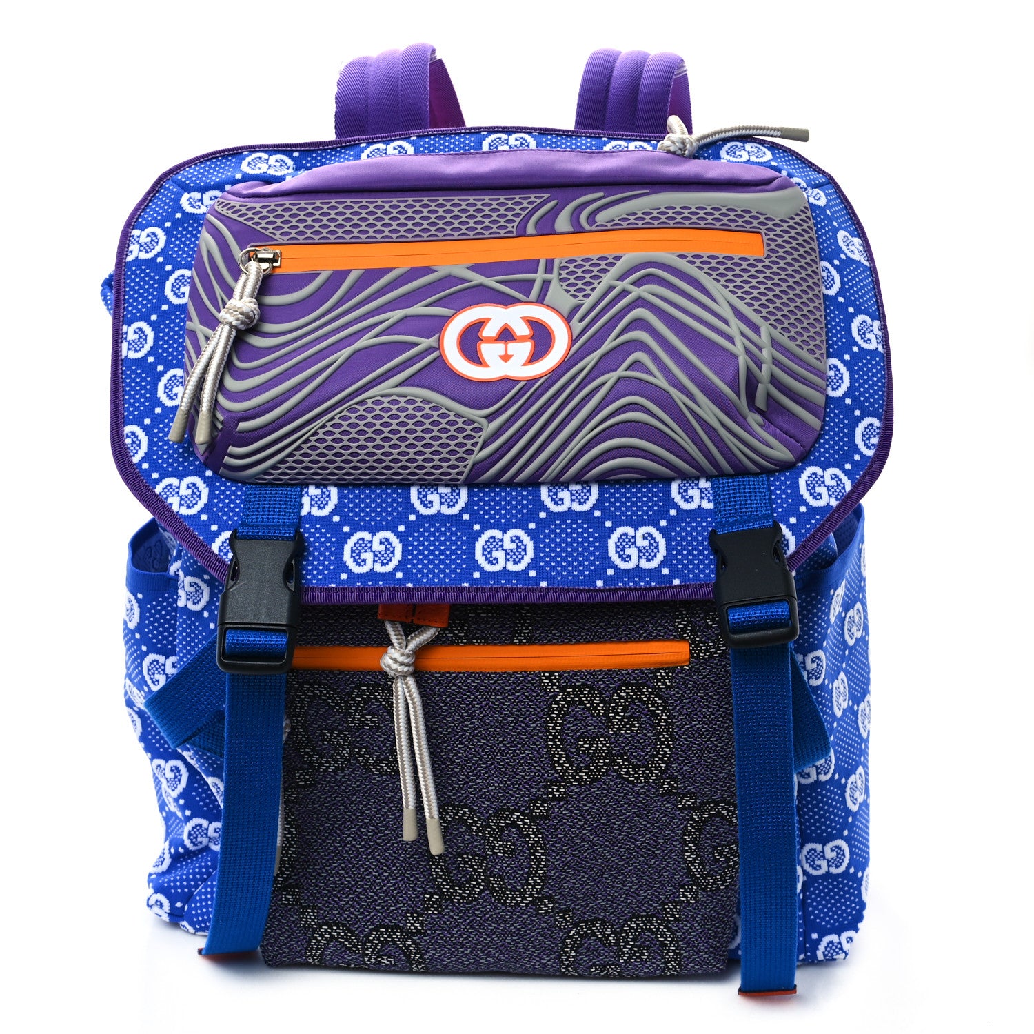 Gucci Jersey GG Monogram All Over Pan Sport Double Buckle Backpack  Blue Multicolor 1 of 9