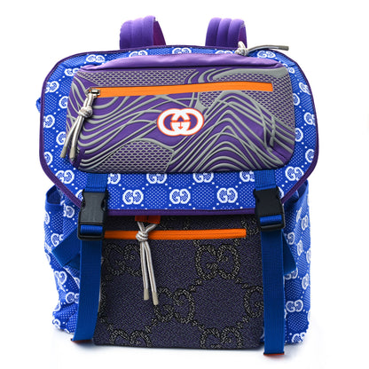 Gucci Jersey GG Monogram All Over Pan Sport Double Buckle Backpack  Blue Multicolor 1 of 9