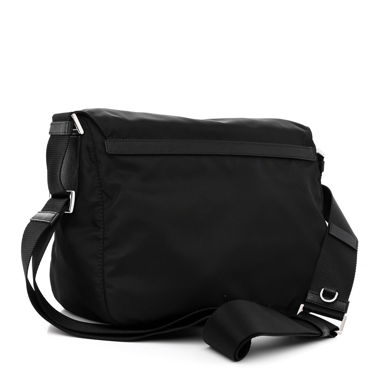 Prada Re-Nylon Vela Saffiano Pocket Double Buckle Messenger Shoulder Bag Black 3 of 11
