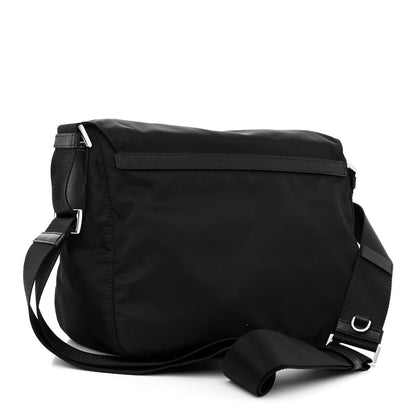 Prada Re-Nylon Vela Saffiano Pocket Double Buckle Messenger Shoulder Bag Black 3 of 11