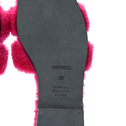 Hermes Woolskin Oran Sandals 38 Rose Fuchsia 6 of 7
