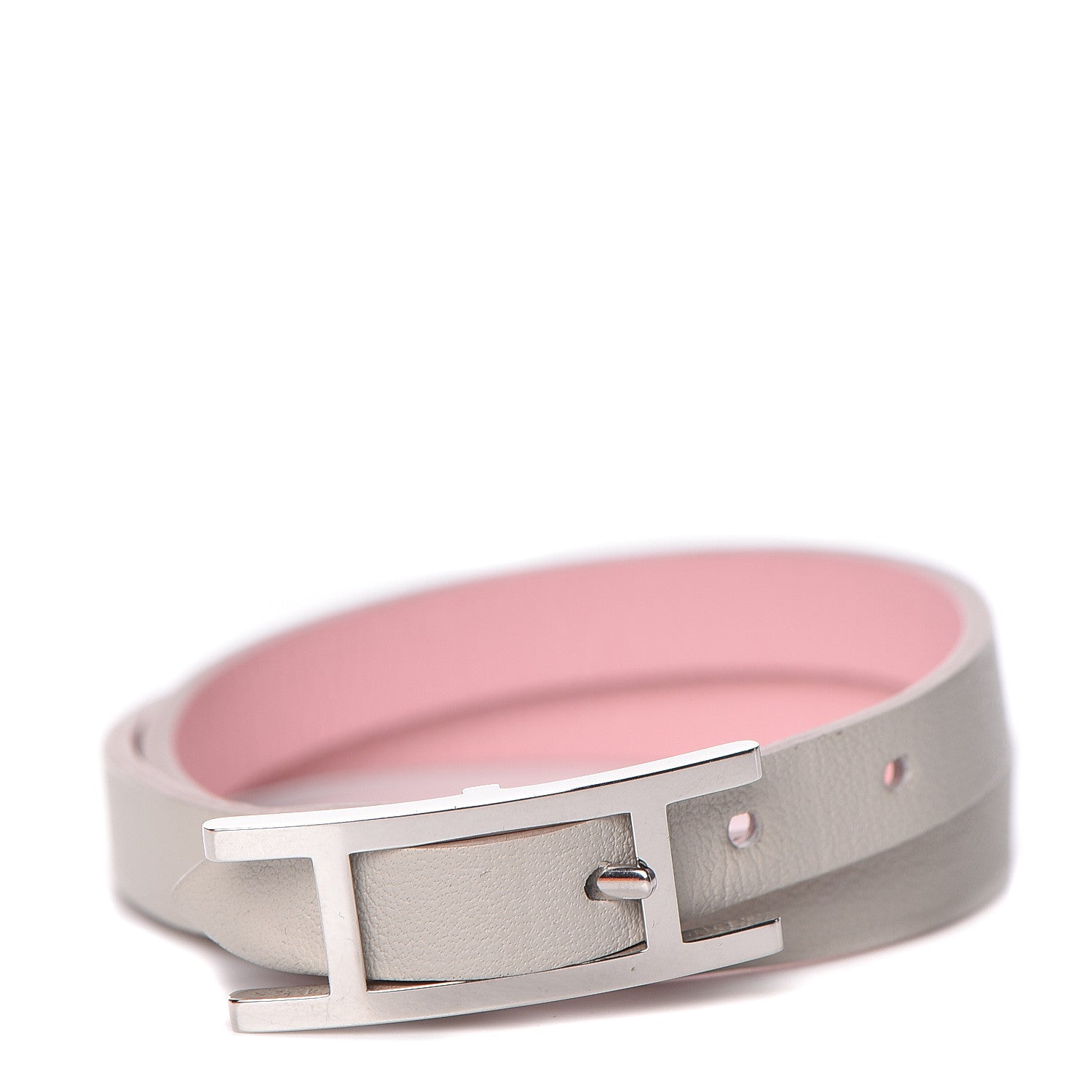 Hermes Swift Behapi Double Tour Bracelet T2 Rose Sakura Gris Perle 1 of 6