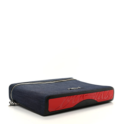 Christian Louboutin Denim Calfskin Kypipouch Top Handle Messenger Bag Blue Black 4 of 8