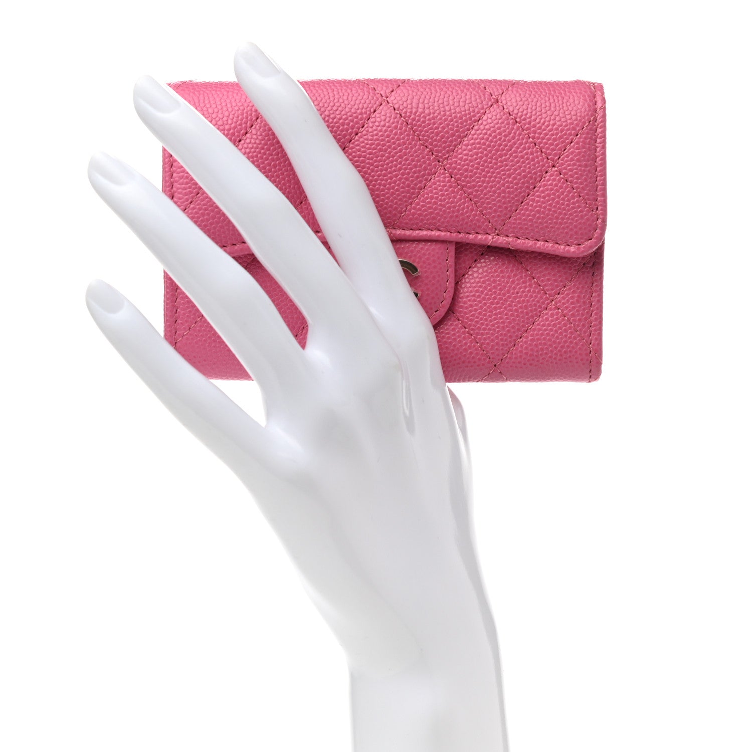 Chanel Caviar Quilted Flap Card Holder Wallet Pink 2 of 9