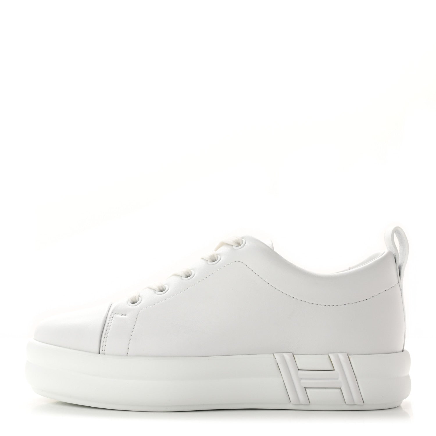 Hermes Calfskin Womens Happy Sneakers 37.5 White 1 of 10