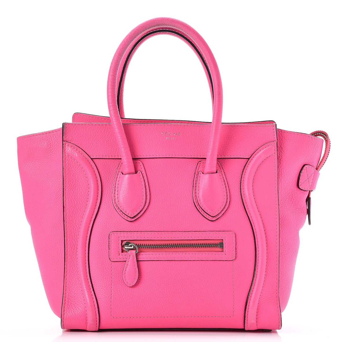 Drummed Calfskin Micro Luggage Fluo Pink