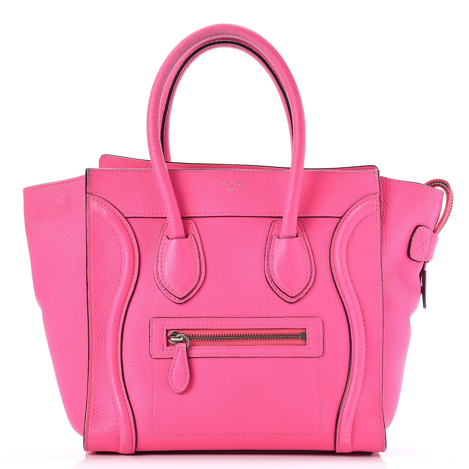 Celine Drummed Calfskin Micro Luggage Fluo Pink 1 of 14