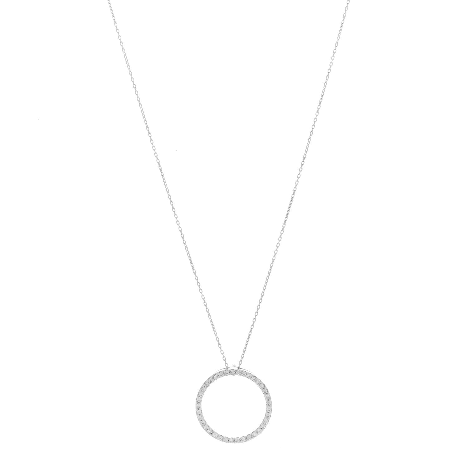 Roberto Coin 18K White Gold Diamond Medium Tiny Treasures Circle Pendant Necklace 1 of 6