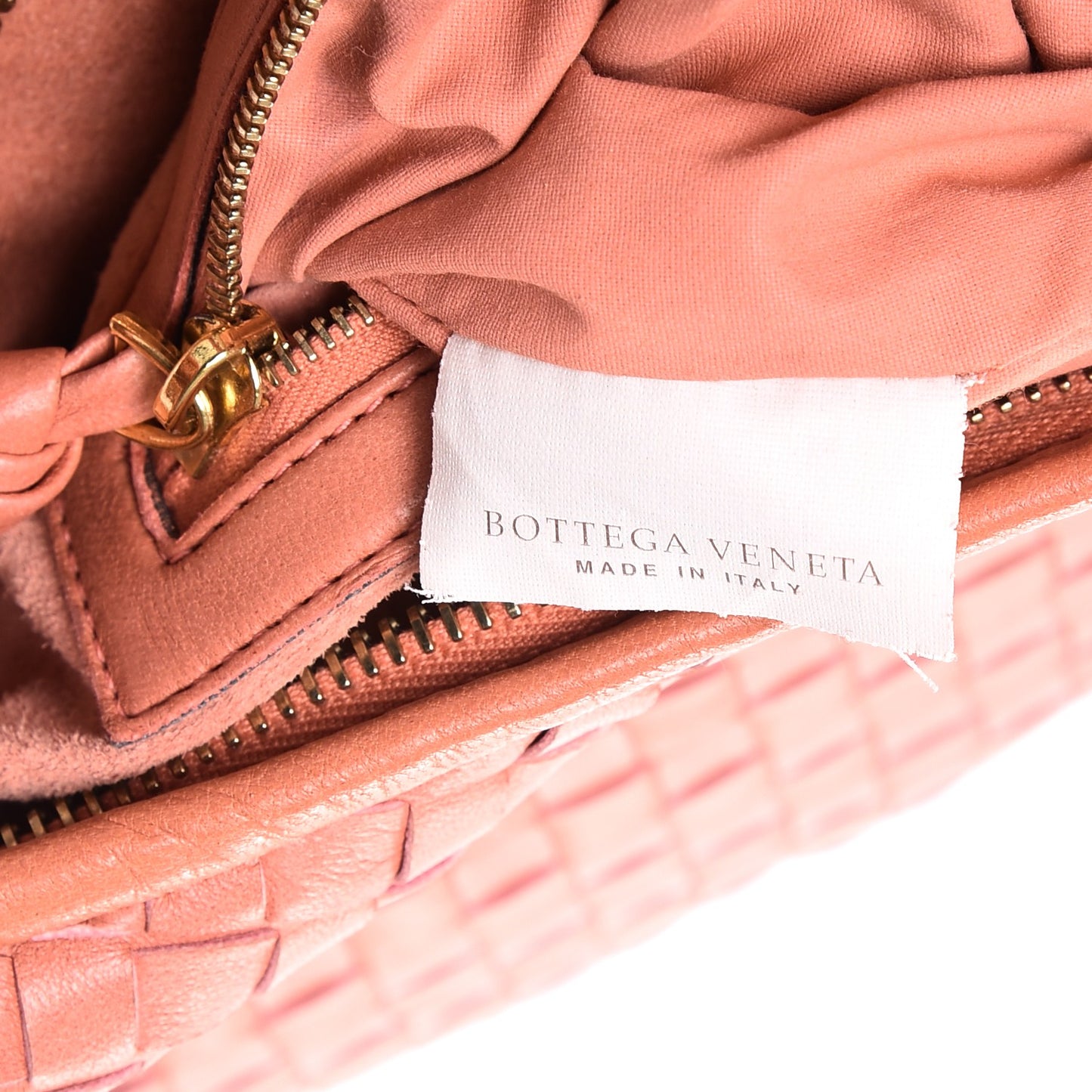 Nappa Intrecciato Small Veneta Hobo Corallo