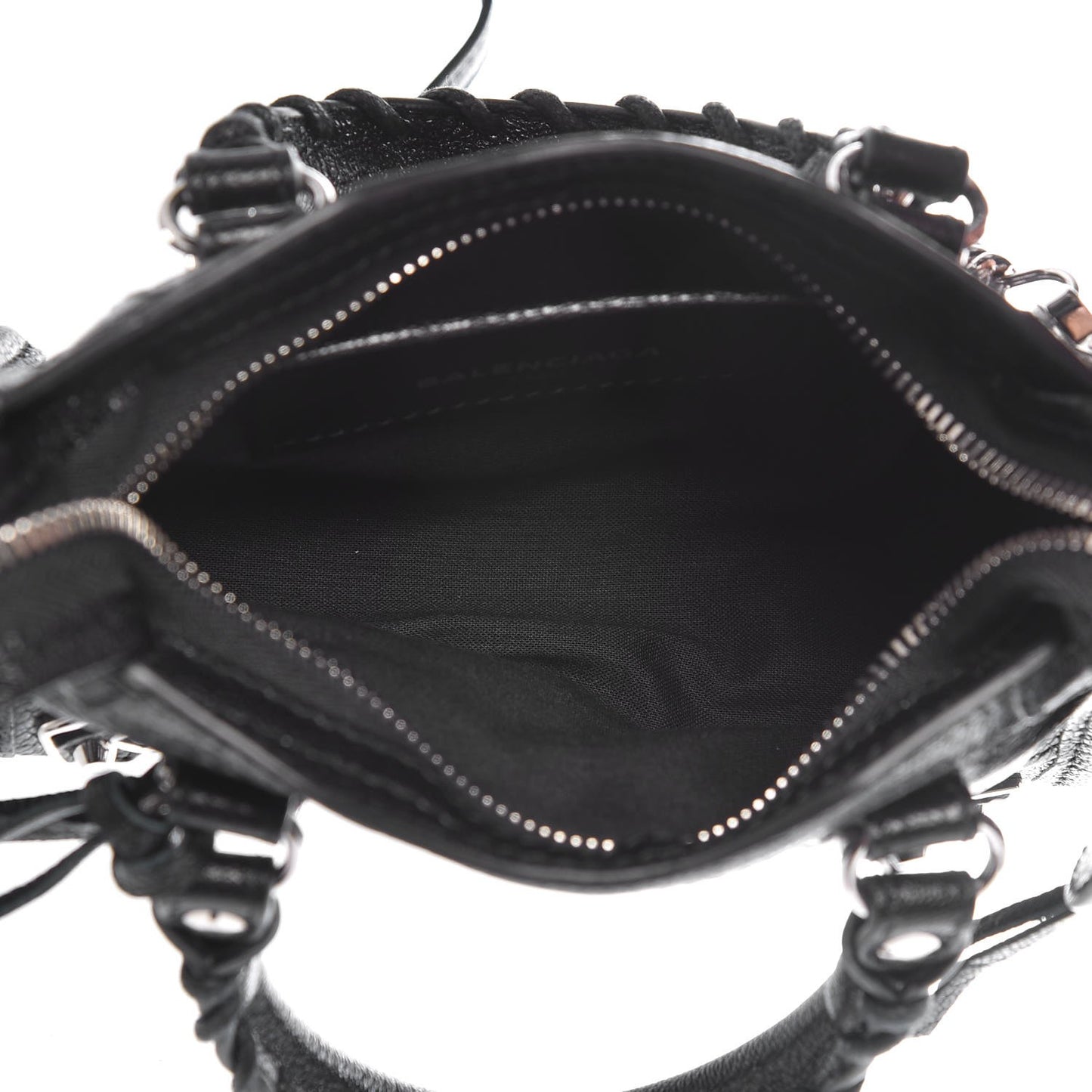 Chevre Silver Metallic Edge Hardware Nano City Black