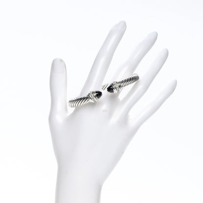 David Yurman Sterling Silver Diamond Black Onyx 7mm Cable Classics Bracelet 2 of 6