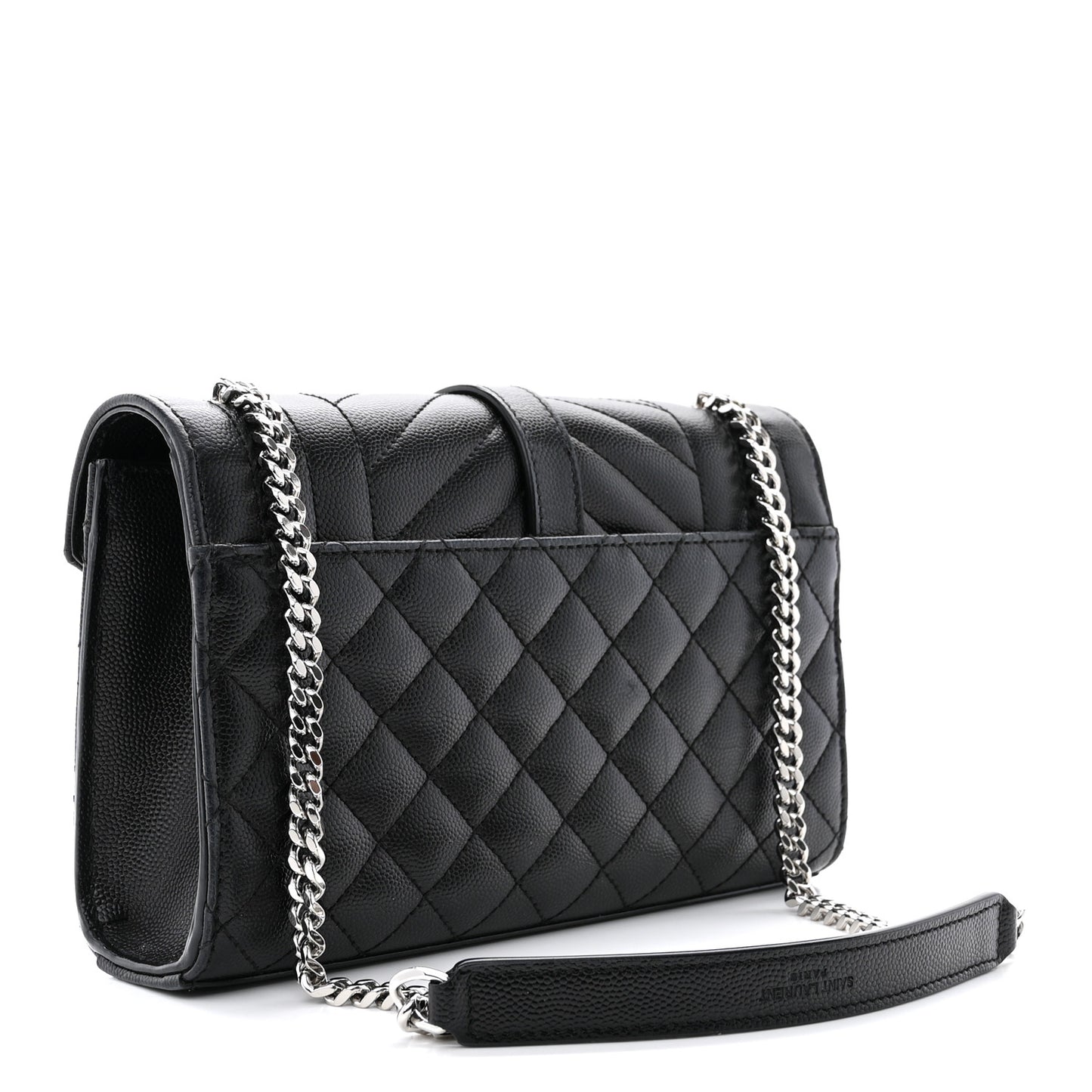 Grain De Poudre Textured Mixed Matelasse Triquilt Small Monogram Satchel Black