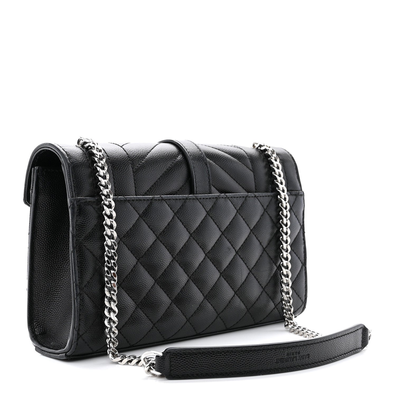 Saint Laurent Grain De Poudre Textured Mixed Matelasse Triquilt Small Monogram Satchel Black 3 of 9