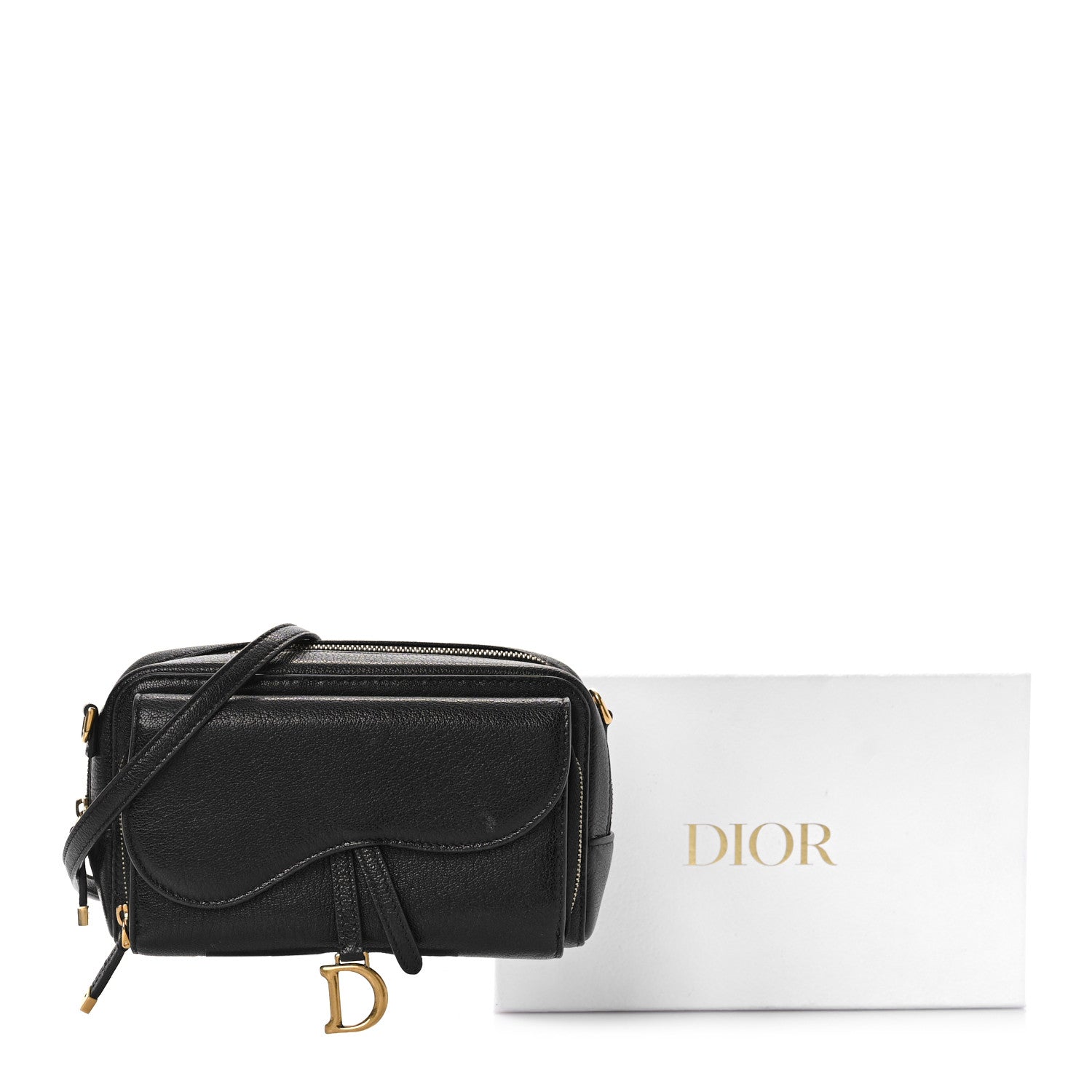 Christian Dior Goatskin Double Saddle Pouch Black 9 of 9