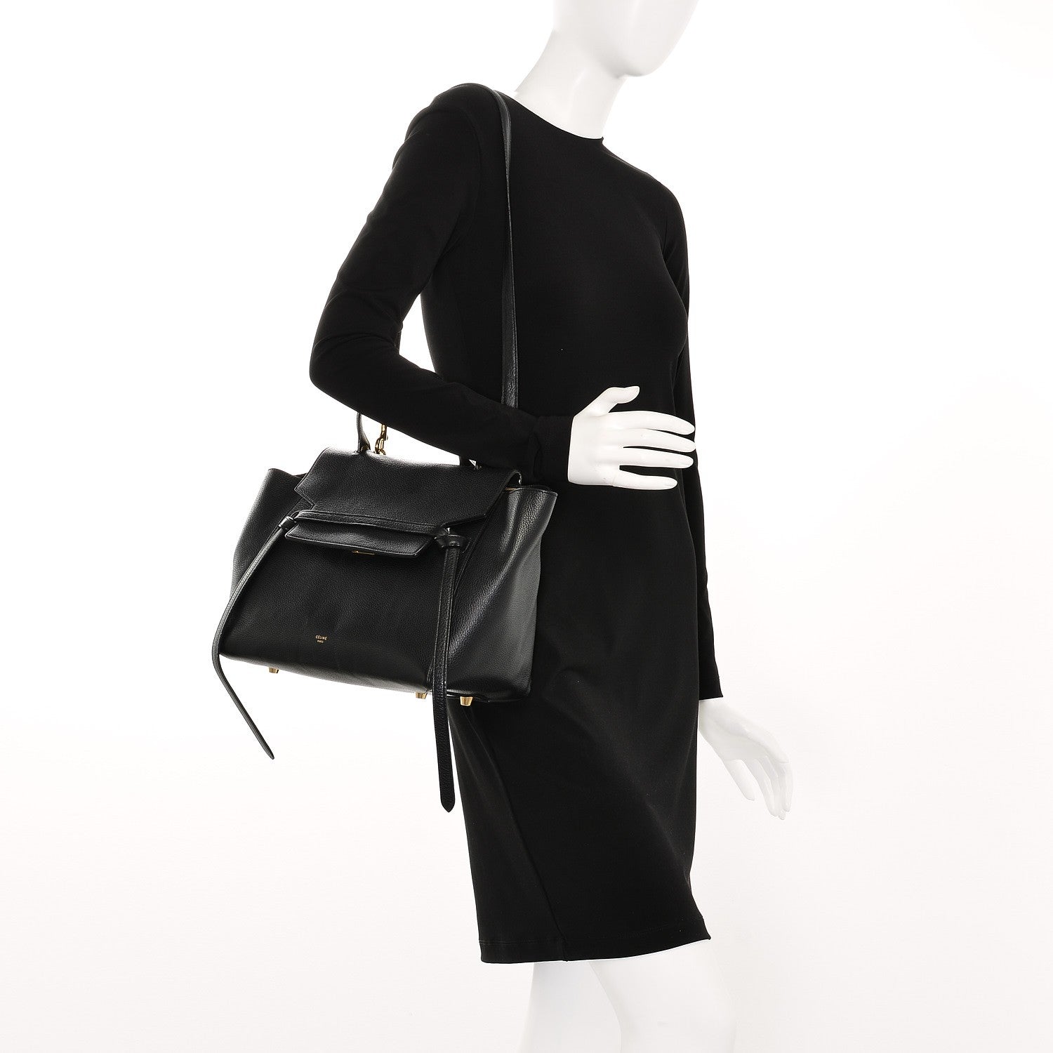 Celine Drummed Calfskin Mini Belt Bag Black 2 of 6