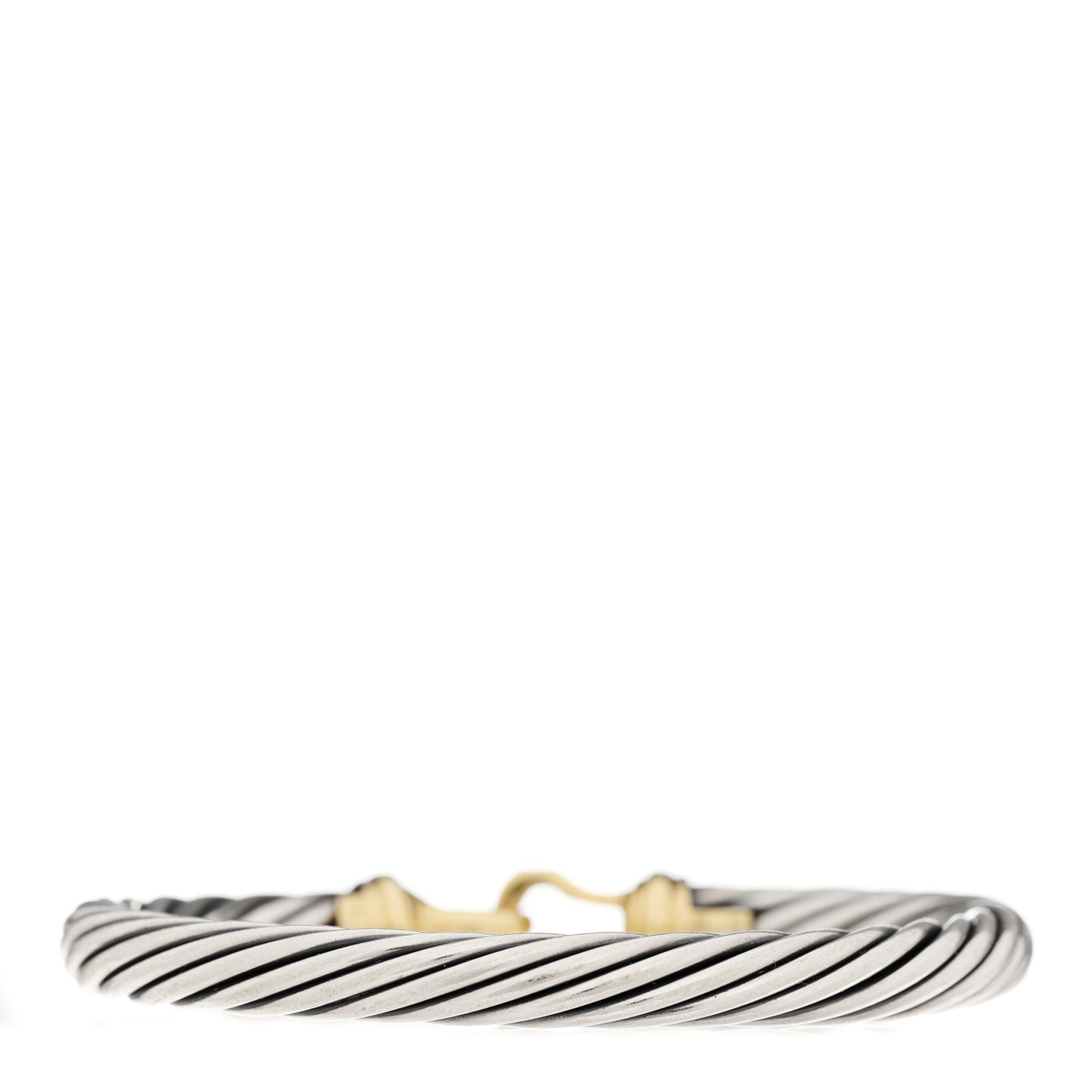 Sterling Silver 14K Yellow Gold 7mm Cable Classic Buckle Bracelet